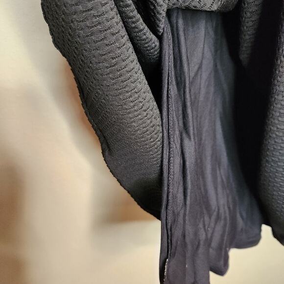 Free People Size Medium Black Waffle Knit Dress With Crocheted Collar - Picture 12 of 15